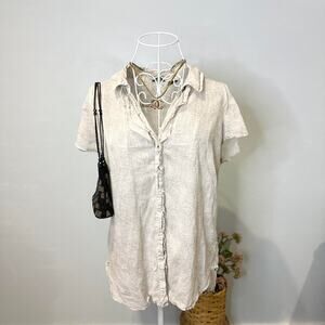 Gorgeous vintage y2k gray floral fitted babydoll blouse top with button up